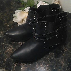 HeartSoul Studded Black Pointed Ankle Booties